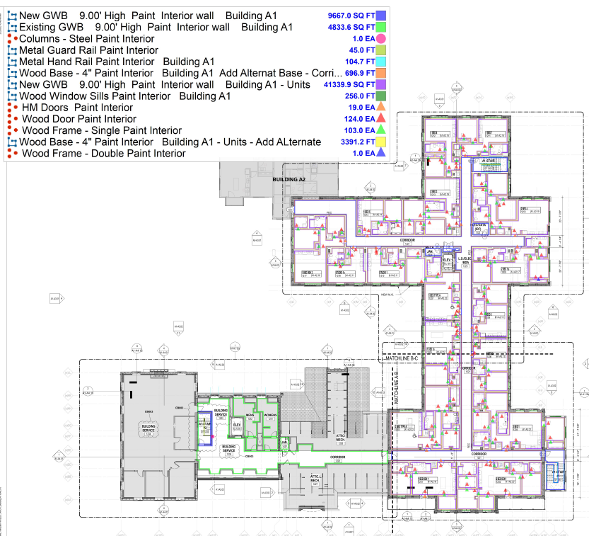 Interior Wall & Paint Takeoff — Multi-Family Building