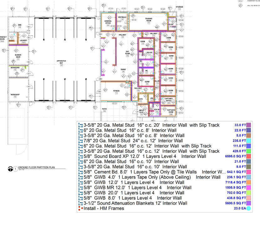 Metal Stud Framing & GWB Partition Plan